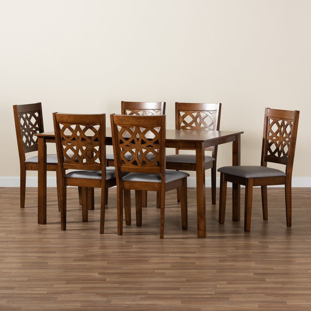 Baxton Studio - Abigail Dining Set in Grey/Walnut Brown - RH391C-Grey/Walnut-7PC Dining Set view 9