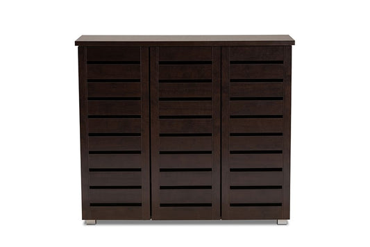 Baxton Studio - Adalwin Shoe Cabinet in Dark Brown - SC863533-Wenge view 2