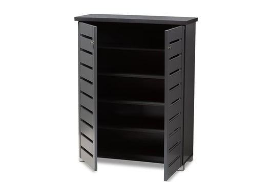 Baxton Studio - Adalwin Shoe Cabinet - SC863522M-Dark Grey-Shoe Cabinet view 2