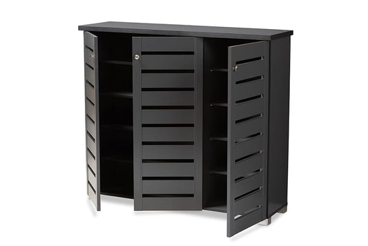 Baxton Studio - Adalwin Shoe Cabinet - SC863533M-Dark Grey-Shoe Cabinet view 2