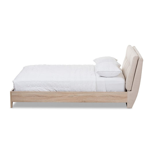 Baxton Studio - Adelia Queen Size Bed in Light Beige/Natural - CF8821-Light Beige/Natural-Queen view 2