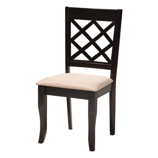 Baxton Studio - Adina Dining Set in Sand/Dark Brown - Adina-Sand/Dark Brown-5PC Dining Set view 2
