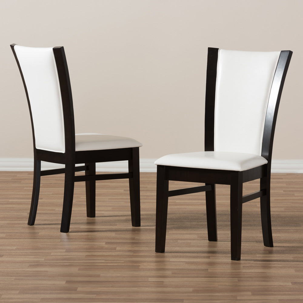 Baxton Studio - Adley Set of 2 Dining Chairs in White/Dark Brown - RH5510C-Dark Brown/White-DC view 6