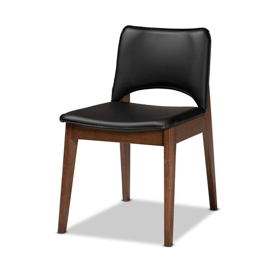 Baxton Studio - Afton Dining Set in Black/Walnut Brown - RDC827-Black/Walnut-7PC Dining Set view 2