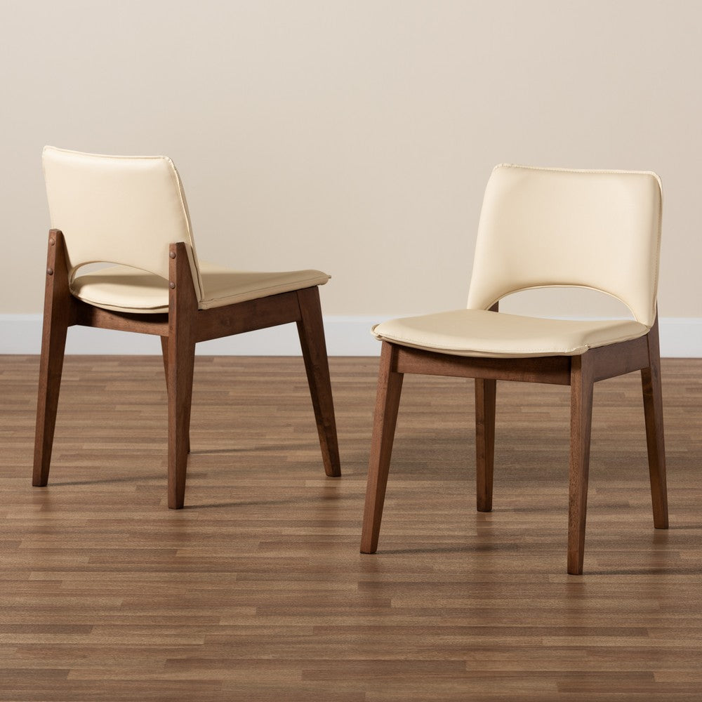 Baxton Studio - Afton Set of 2 Dining Chairs in Beige/Walnut Brown - RDC827-Beige/Walnut-DC view 7