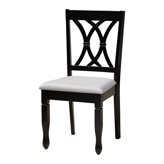 Baxton Studio - Aggie Dining Set in Grey/Dark Brown - Lindy-Grey/Dark Brown-5PC Dining Set view 2