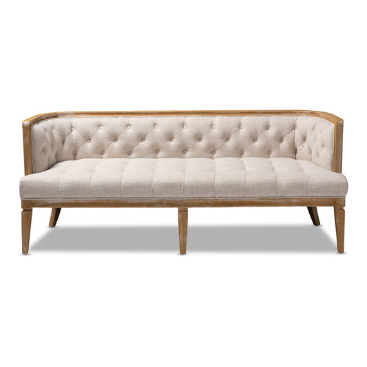 Baxton Studio - Agnes Sofa in Beige/Oak - TSF99113-Beige/Natural Oak-SF view 2