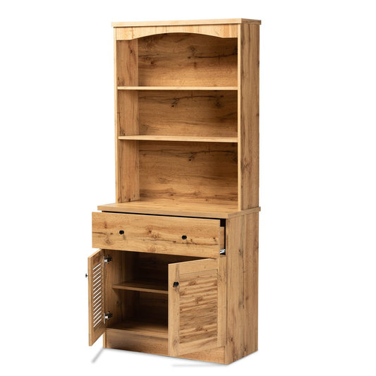 Baxton Studio - Agni Storage Cabinet in Oak Brown/Black - DR 883701-Wotan Oak view 2