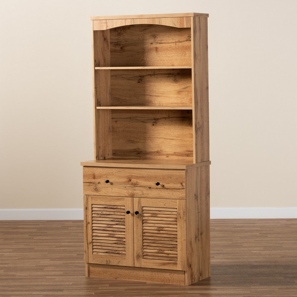 Baxton Studio - Agni Storage Cabinet in Oak Brown/Black - DR 883701-Wotan Oak view 7