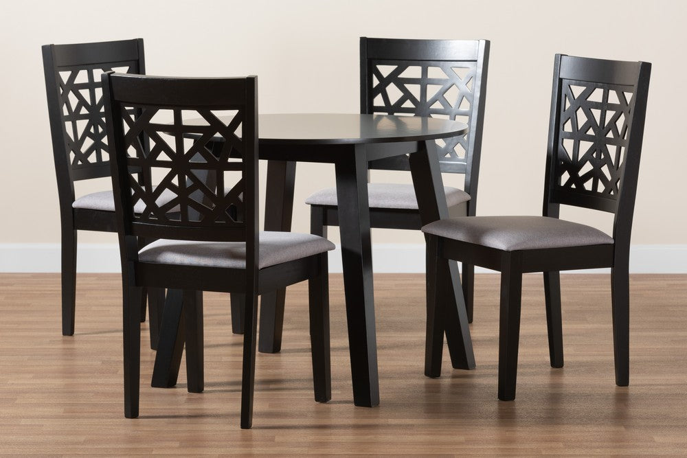 Baxton Studio - Aiden Dining Set in Grey/Dark Brown - Aiden-Grey/Dark Brown-5PC Dining Set view 9
