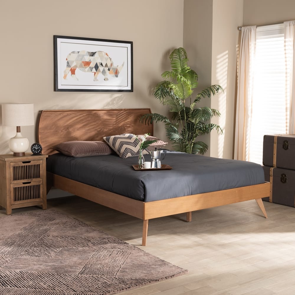 Baxton Studio - Aimi Queen Size Bed in Walnut Brown - Aimi-Ash Walnut-Queen view 7