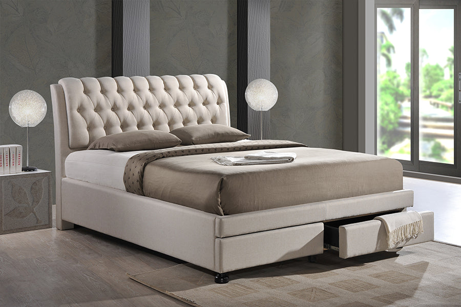 Baxton Studio - Ainge King Size Bed in Light Beige - BBT6423-Light Beige-King view 5