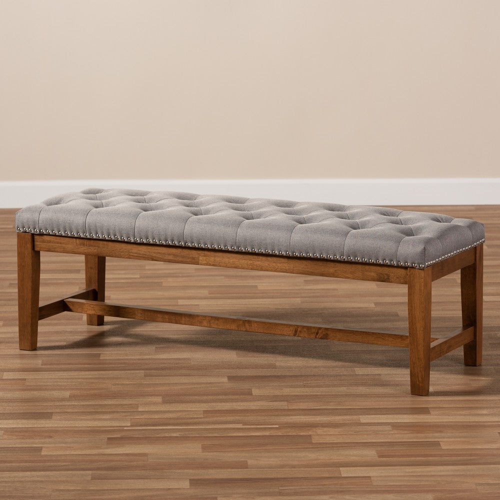 Baxton Studio - Ainsley Bench in Grey - BBT5338-Grey view 7