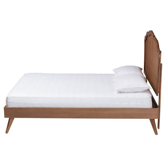 Baxton Studio - Aithan Queen Bed w/ Headboard in Walnut Brown - MG9773-1/9704-Queen view 2