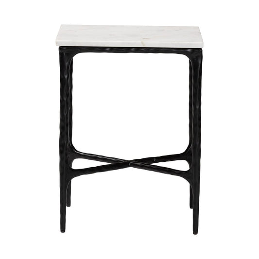 Baxton Studio - Akanji End Table in Marble White/Black - FUR6882-Marble Top Hammer Rectangle-ET view 2