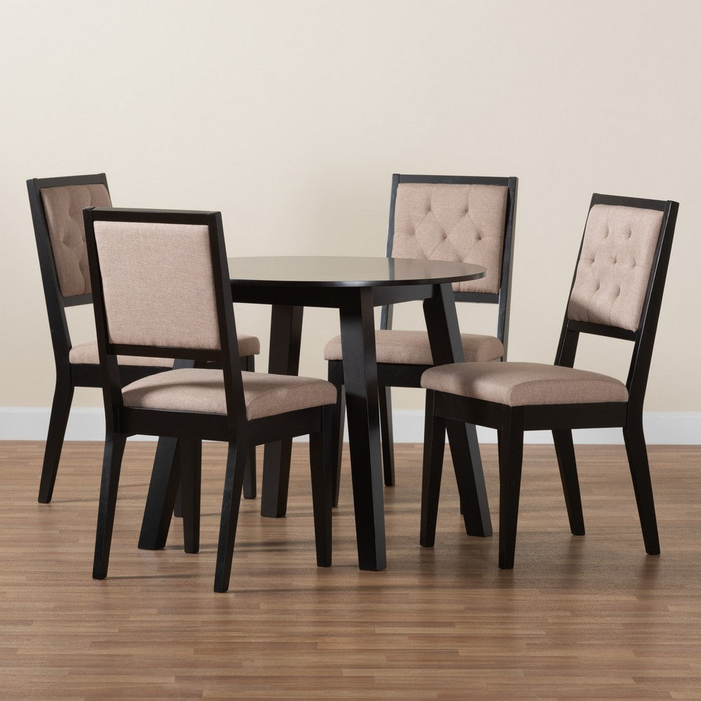Baxton Studio - Alani Dining Set in Beige/Dark Brown - Alani-Sand/Dark Brown-5PC Dining Set view 9