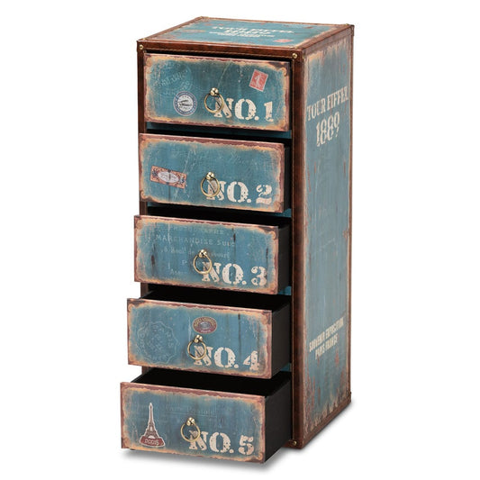 Baxton Studio - Alba Storage Cabinet in Blue - SJ14502-Blue-5DW-Cabinet view 2