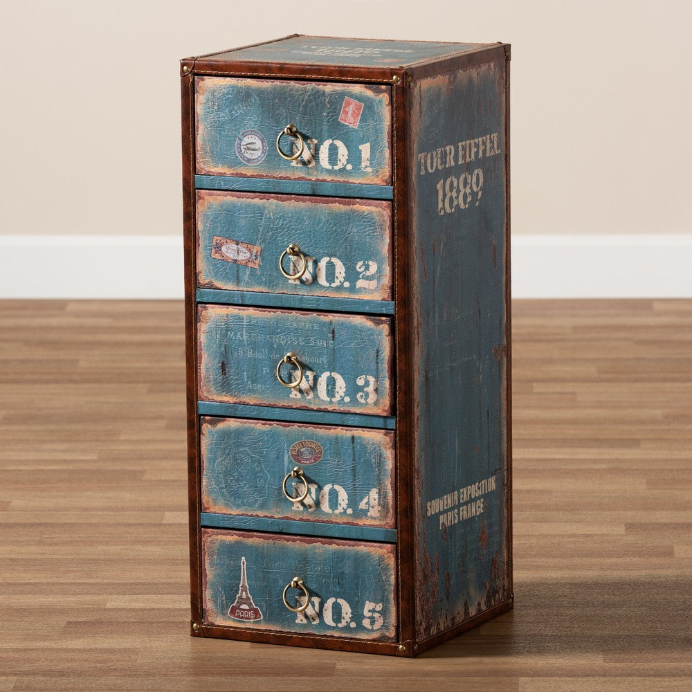 Baxton Studio - Alba Storage Cabinet in Blue - SJ14502-Blue-5DW-Cabinet view 8