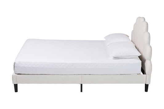Baxton Studio - Albion Queen Size Bed - BBT61320-Cream Boucle-Queen view 2