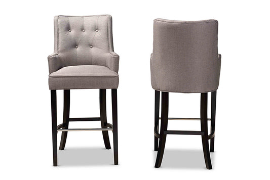 Baxton Studio - Aldon Barstool Set of 2 - BBT5407B-Grey/Wenge-BS view 2