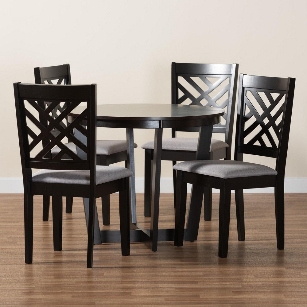 Baxton Studio - Alena Dining Set in Light Grey/Dark Brown - Jodie-Grey/Dark Brown-5PC Dining Set view 9