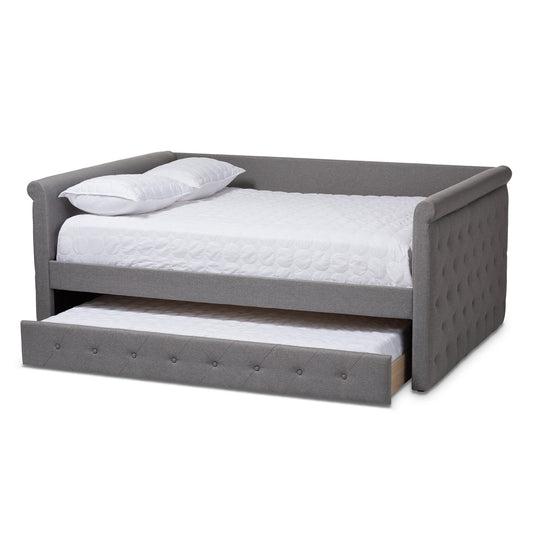Baxton Studio - Alena Full Size Daybed with Trundle in Grey - CF8825-Grey-Daybed-F/T view 2