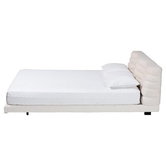 Baxton Studio - Alfie King Size Bed in Cream/Black - BBT61332-Floating Bed-Cream-King view 2