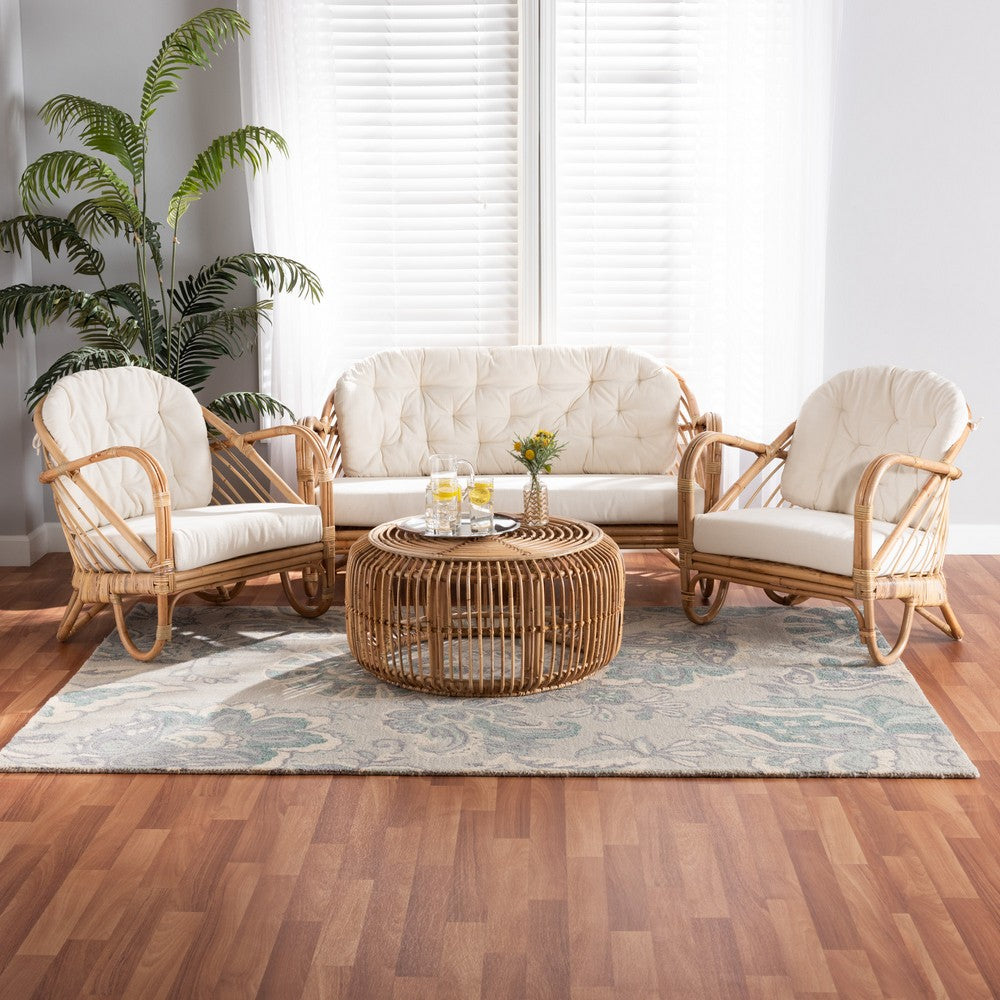 Baxton Studio - Aliane Living Room Set in White/Natural Brown - DC8041-Rattan-4PC Living Room Set view 10