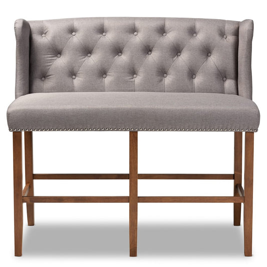 Baxton Studio - Alira Bench in Grey/Brown - BBT5349-Grey/Walnut-Bench view 2