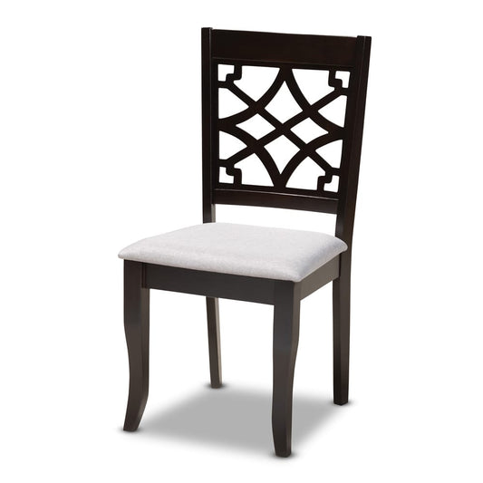 Baxton Studio - Alisa Dining Set in Grey/dark brown - Alisa-Grey/Dark Brown-5PC Dining Set view 2