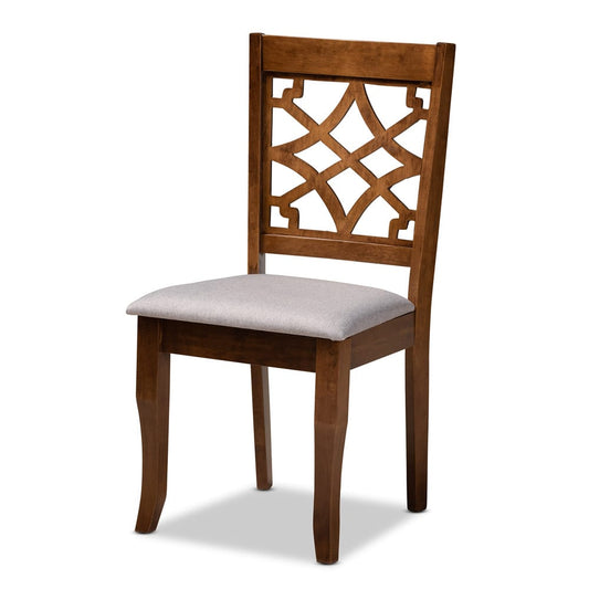 Baxton Studio - Alisa Dining Set in Grey/walnut brown - Alisa-Grey/Walnut-5PC Dining Set view 2