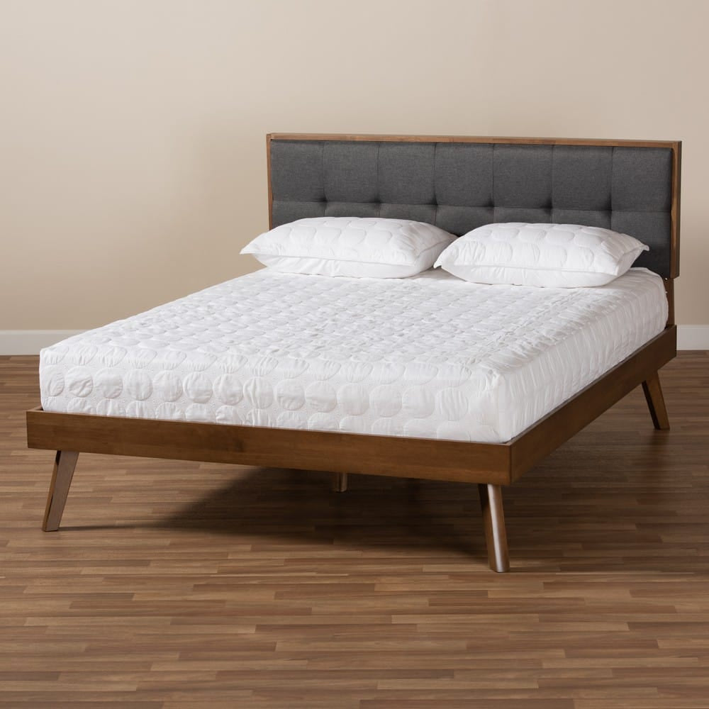 Baxton Studio - Alke King Size Bed Frame in Dark Grey/Walnut - SW8180-Dark Grey/Walnut-M17-King view 7