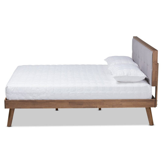 Baxton Studio - Alke King Size Bed Frame in Light Grey/Walnut - SW8180-Light Grey/Walnut-M17-King view 2