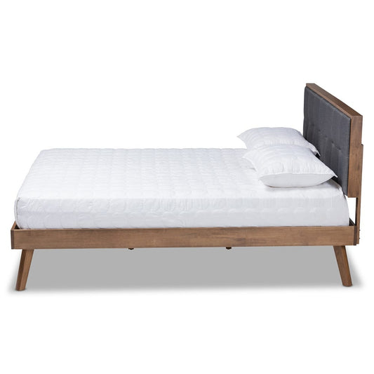 Baxton Studio - Alke Queen Size Bed Frame in Dark Grey/Walnut - SW8180-Dark Grey/Walnut-M17-Queen view 2