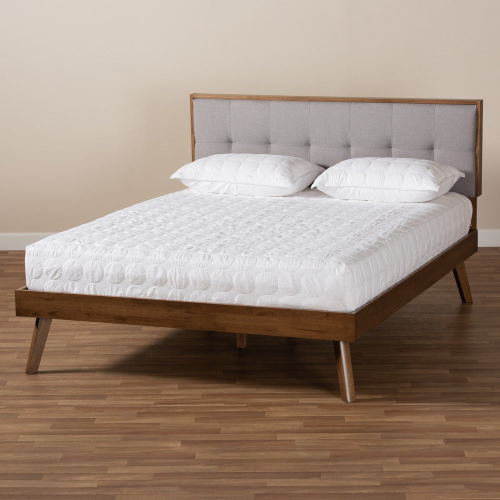 Baxton Studio - Alke Queen Size Bed Frame in Light Grey/Walnut - SW8180-Light Grey/Walnut-M17-Queen view 7
