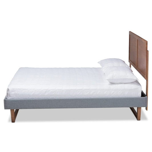 Baxton Studio - Allegra Queen Size Bed in Dark Grey/Ash walnut - Allegra-Dark Grey/Ash Walnut-Queen view 2
