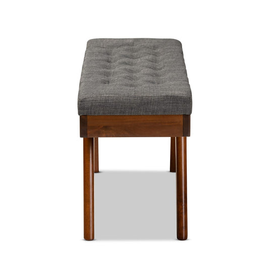 Baxton Studio - Alona Bench in Dark Gray/Oak - Alona-Medium Oak/Medium Grey-Bench view 2
