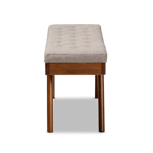 Baxton Studio - Alona Bench in Gray/Oak - Alona-Medium Oak/Light Grey-Bench view 2