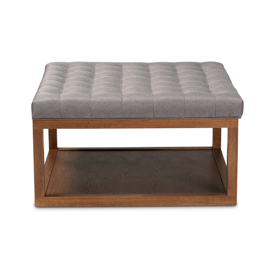 Baxton Studio - Alvere Ottoman in Grey/Walnut - BBT5365-Grey/Walnut-Otto view 2