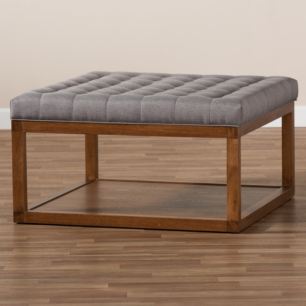 Baxton Studio - Alvere Ottoman in Grey/Walnut - BBT5365-Grey/Walnut-Otto view 6