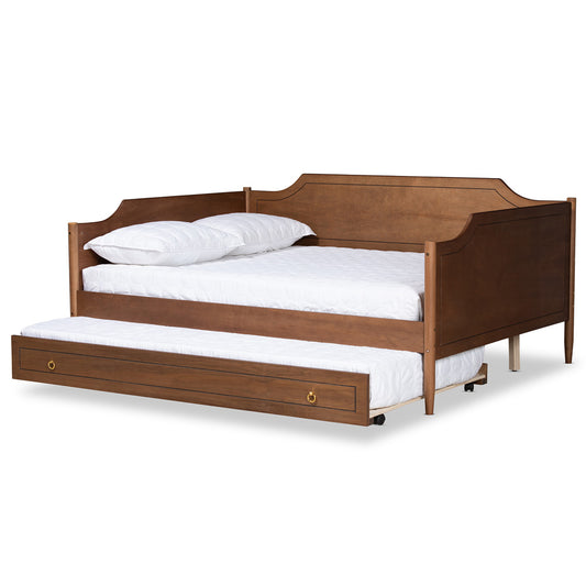 Baxton Studio - Alya Full Size Daybed with Trundle in Walnut Brown - MG0016-1-Walnut-Daybed-F/T view 2