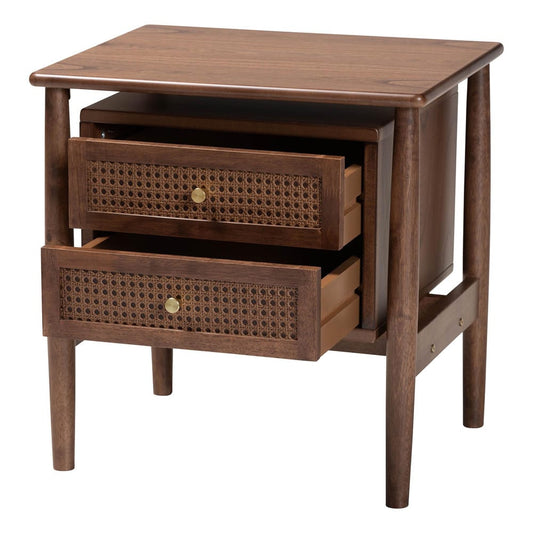 Baxton Studio - Alyssa Nightstand in Walnut Brown - SW8000-86NS-Walnut-Nightstand view 2