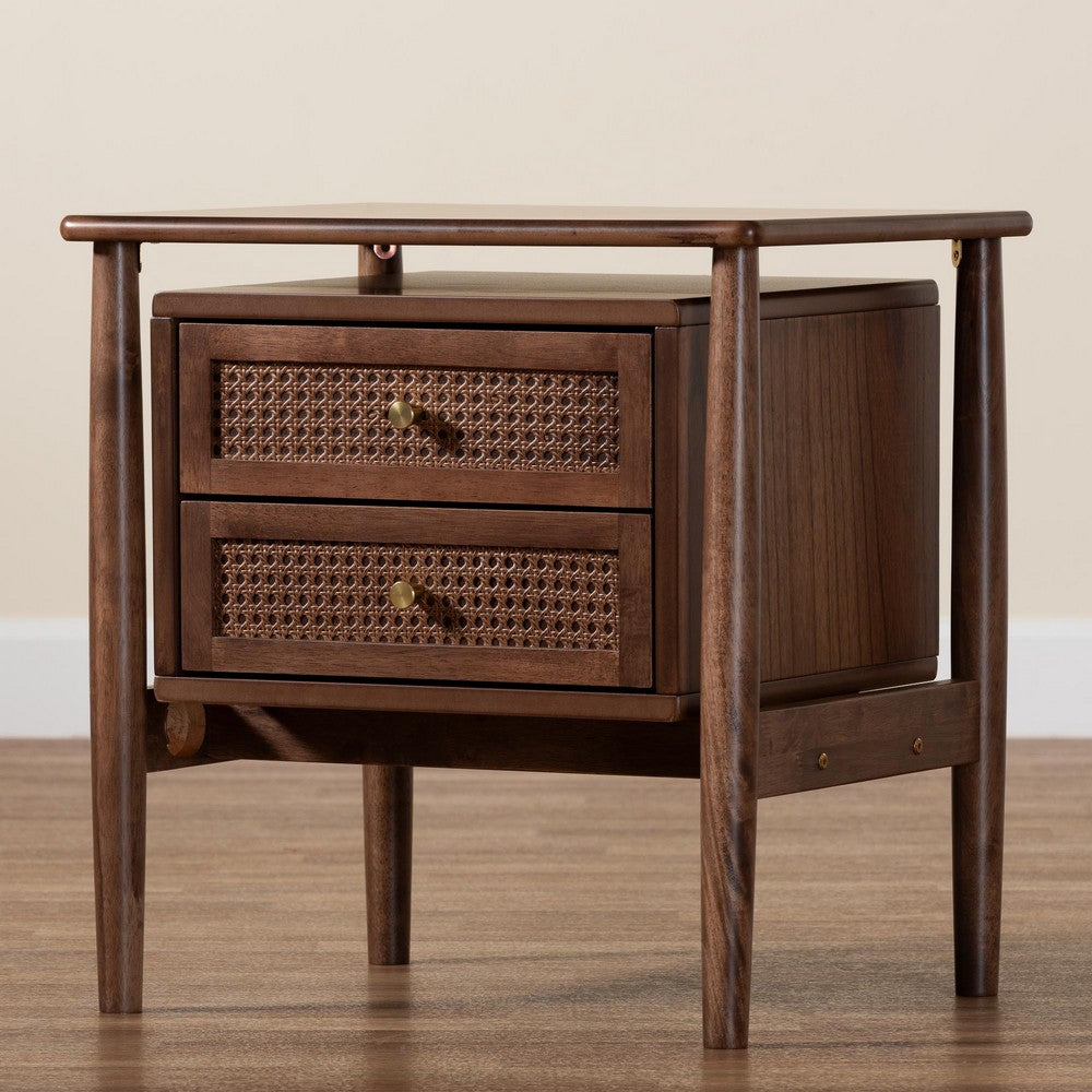 Baxton Studio - Alyssa Nightstand in Walnut Brown - SW8000-86NS-Walnut-Nightstand view 9