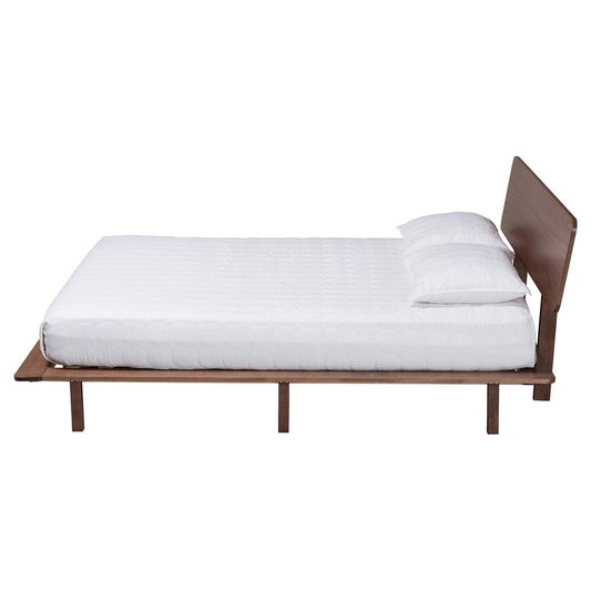 Baxton Studio - Alyssa Queen Size Bed in Walnut Brown - SW8598-Walnut-Queen view 2
