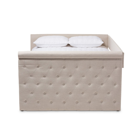 Baxton Studio - Amaya Queen Size Daybed in Light Beige - CF8825-C-Light Beige-Daybed-Q view 2