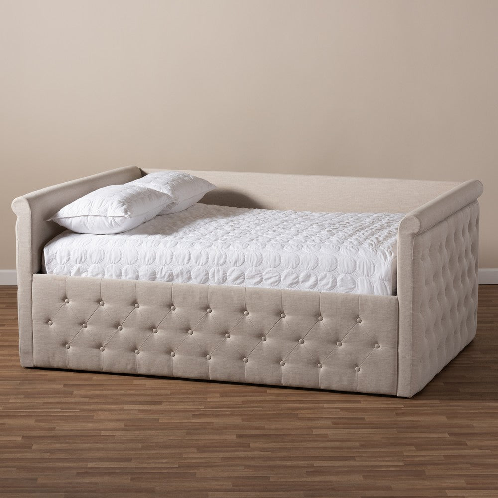 Baxton Studio - Amaya Queen Size Daybed in Light Beige - CF8825-C-Light Beige-Daybed-Q view 7