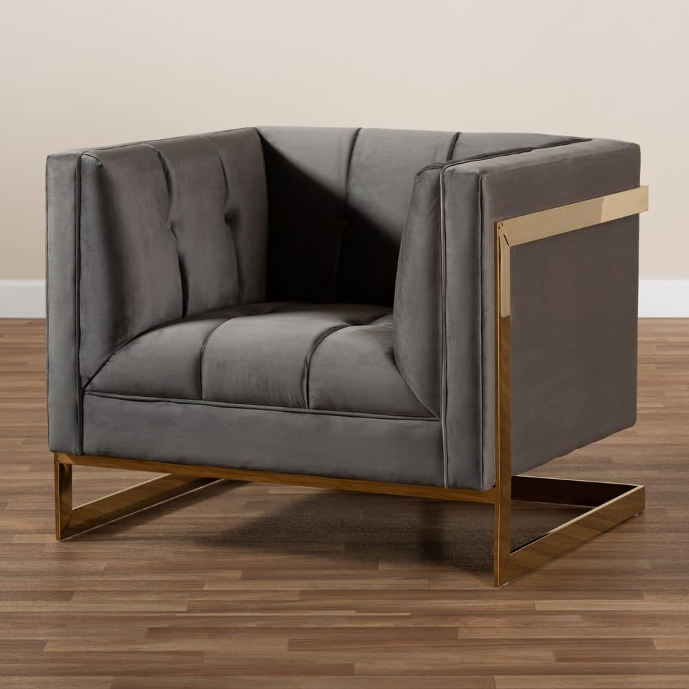 Baxton Studio - Ambra Chair in Gray/Gold - TSF-5507-Grey/Gold-CC view 8
