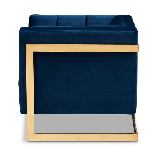 Baxton Studio - Ambra Chair in Royal Blue/Gold - TSF-5507-Navy/Gold-CC view 2