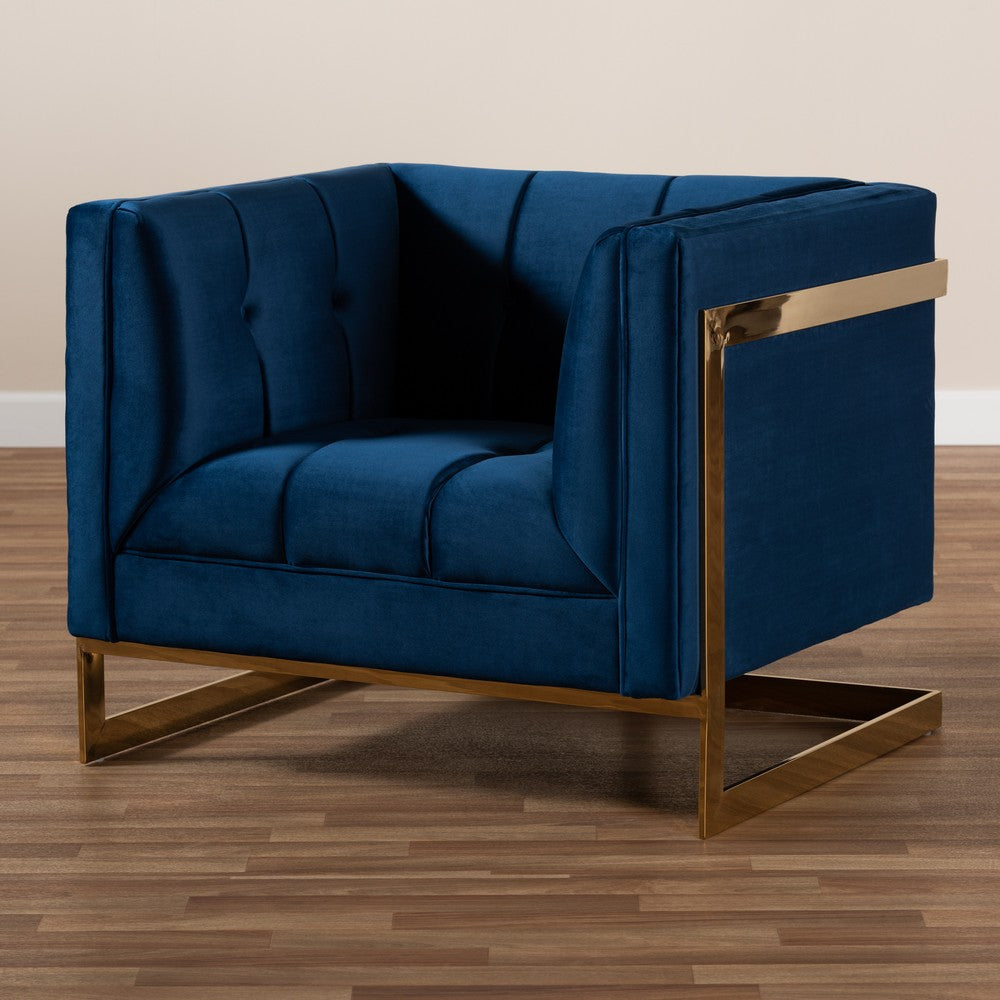 Baxton Studio - Ambra Chair in Royal Blue/Gold - TSF-5507-Navy/Gold-CC view 8