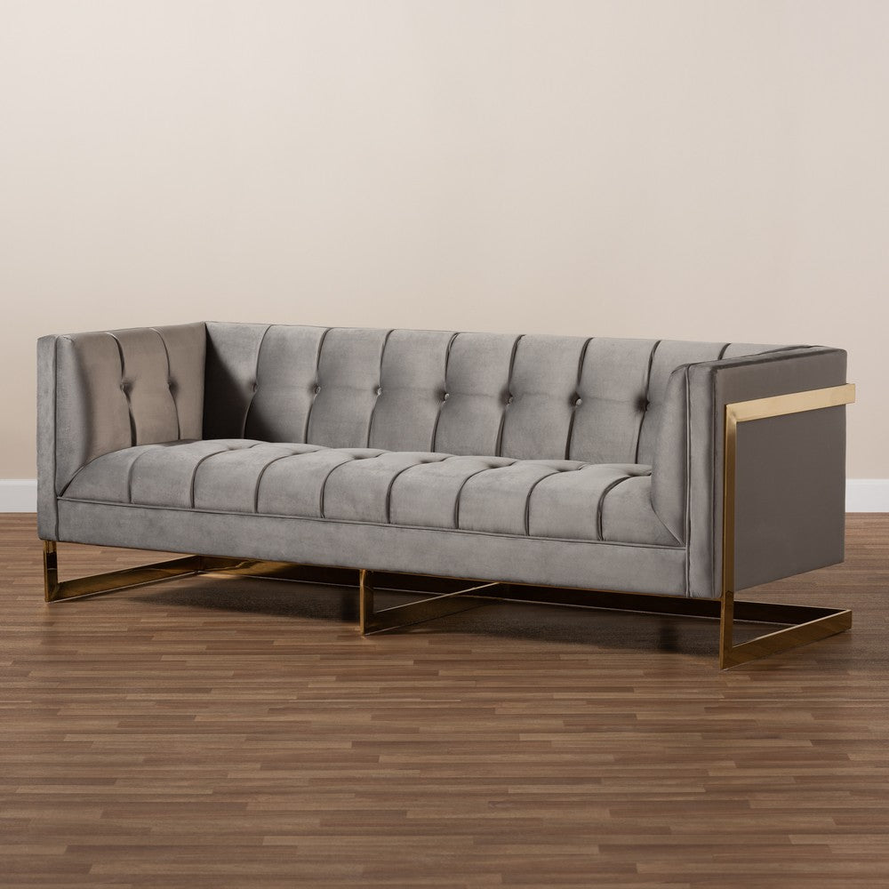 Baxton Studio - Ambra Sofa in Gray/Gold - TSF-5507-Grey/Gold-SF view 8